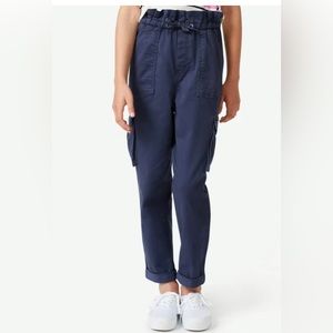 Girls Free Assembly Paper Bag Cargo Pants in Navy Size Small (6/6X) New With Tag